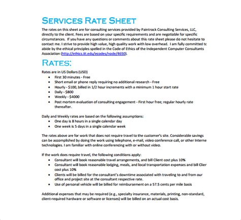 Rates & Services